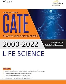 Wiley's GATE Life Science Chapter-Wise Solved Papers (2000-2022) | New