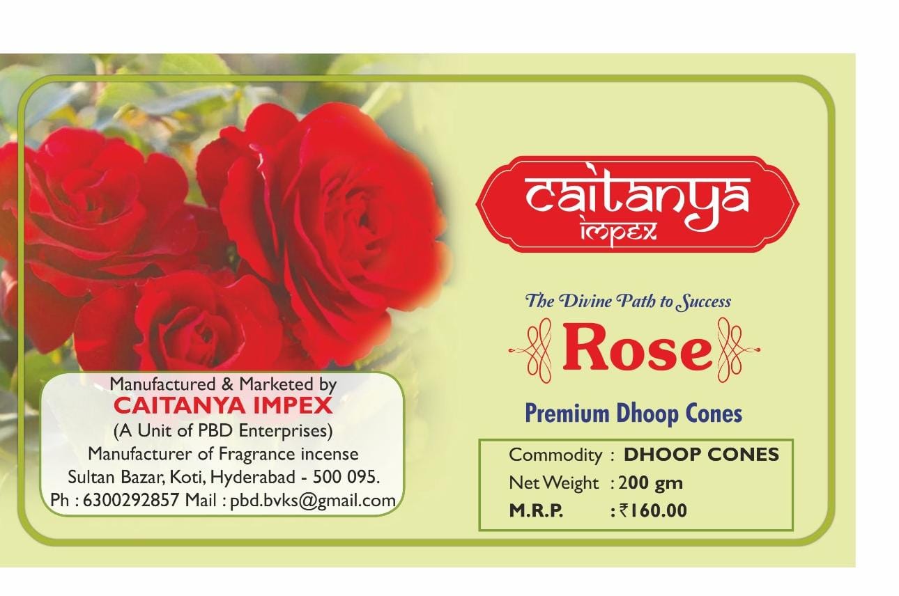 ROSE PREMIUM DHOOP CONES(2X200GMS) CAITANYA IMPEX