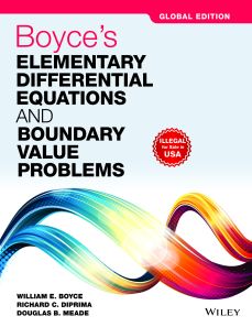 Boyce's Elementary Differential Equations and Boundary Value Problems, Global Edition